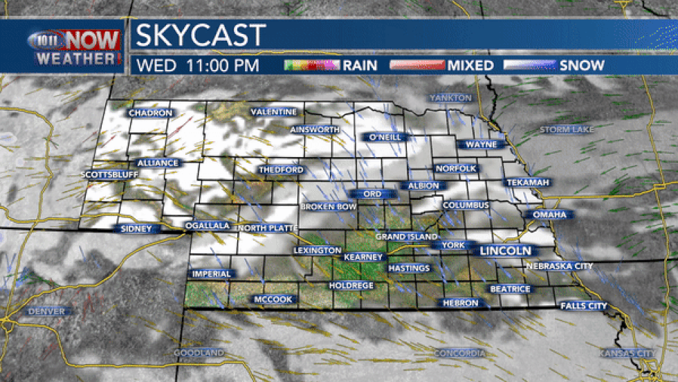 Areas of cold rain, snow, and ice are possible on Thursday across central and eastern Nebraska.