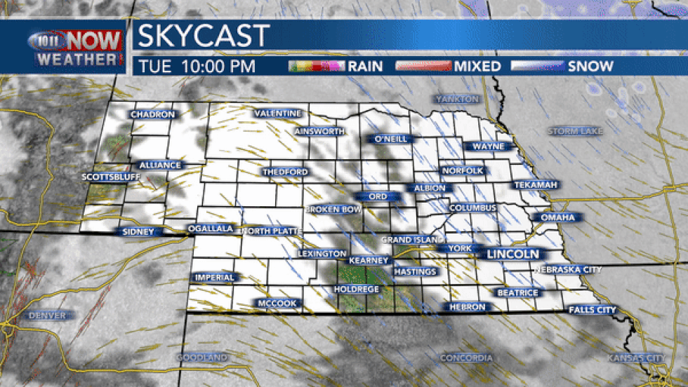 Skies are expected to be partly to mostly cloudy on Wednesday, with a stray flurry or snow...
