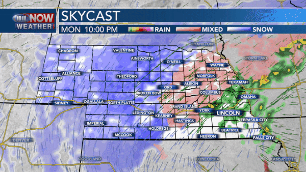 Look for areas of snow, ice, and rain to continue through late Monday evening into the...