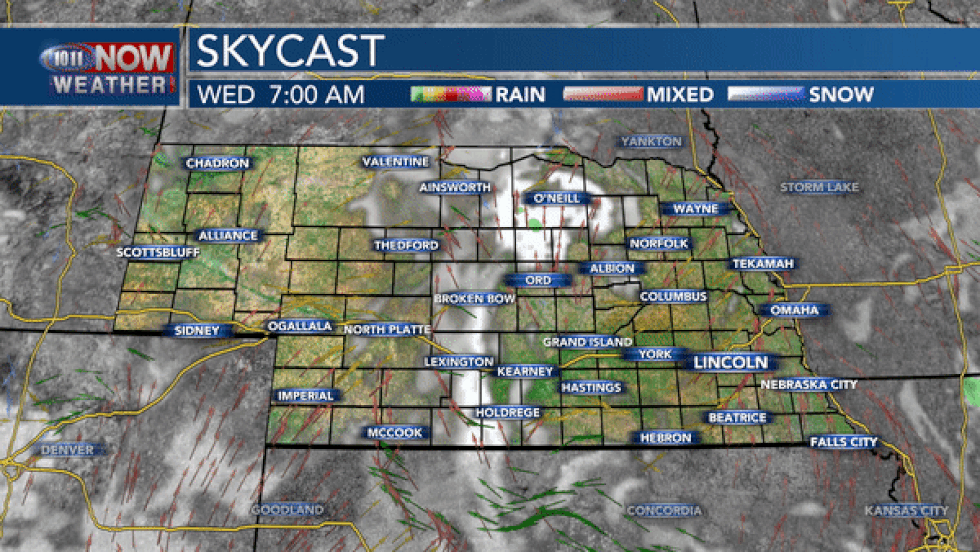 Fairly dry conditions expected for much of the day on Wednesday. Rain and storm chances return...