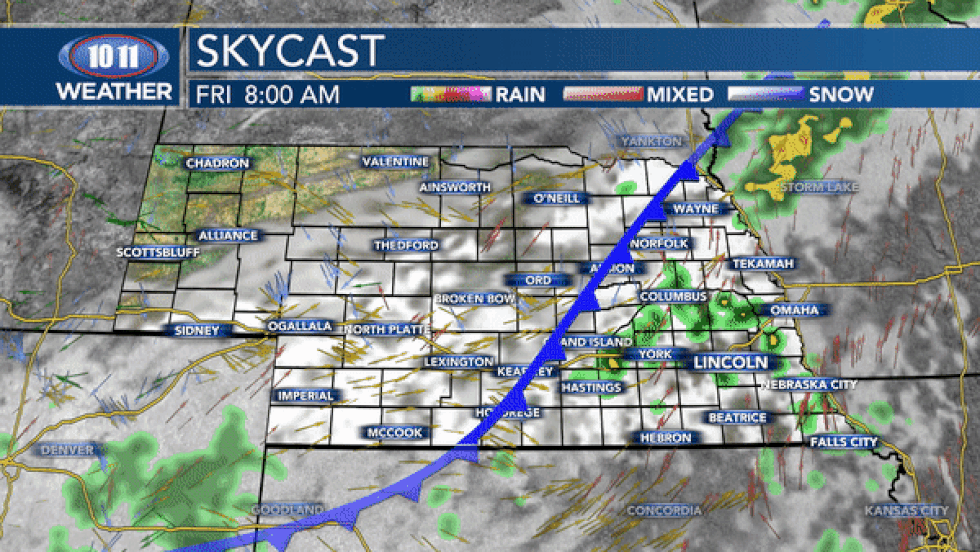 The weak front continues to slide to the southeast through the eastern half of the state.