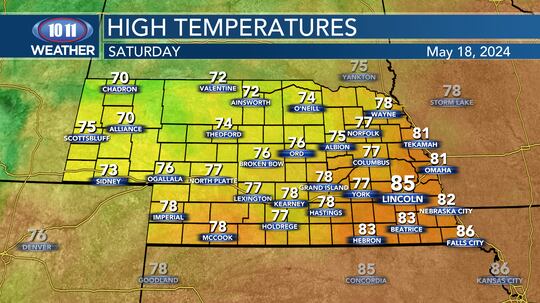 Nebraska highs on Saturday